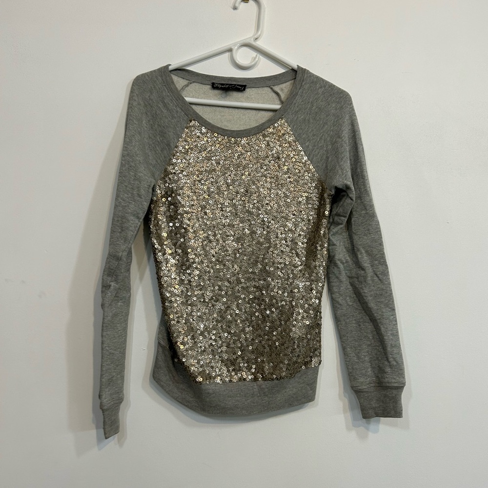 Elizabeth and James Sequin Grey Sweater Women’s Size Small